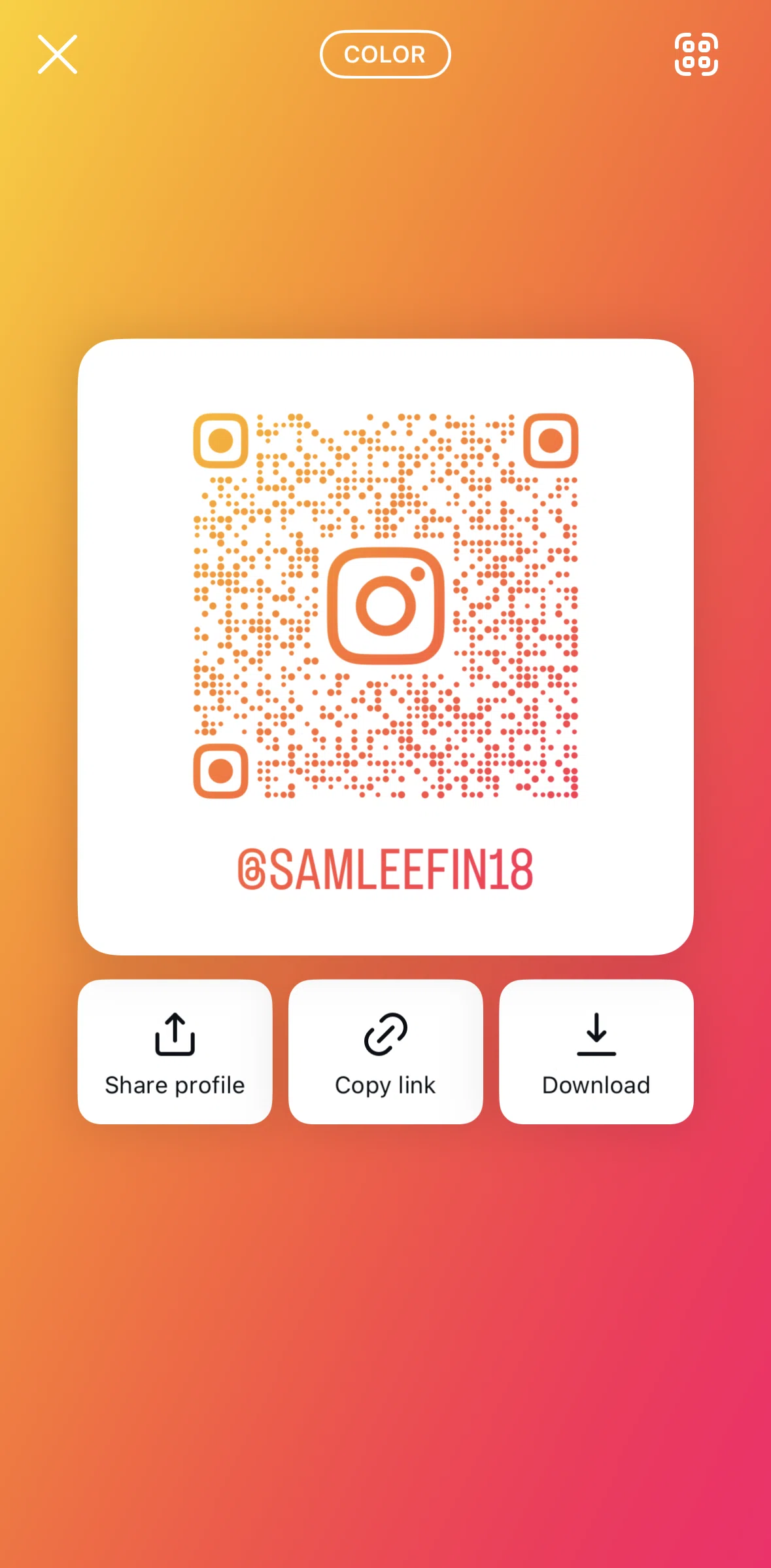 Instagram Screen 1 screen in the QR scanner flow