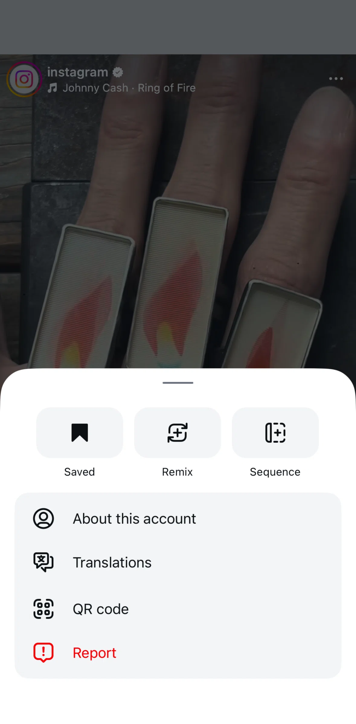 Instagram Screen 1 screen in the Reporting a post flow