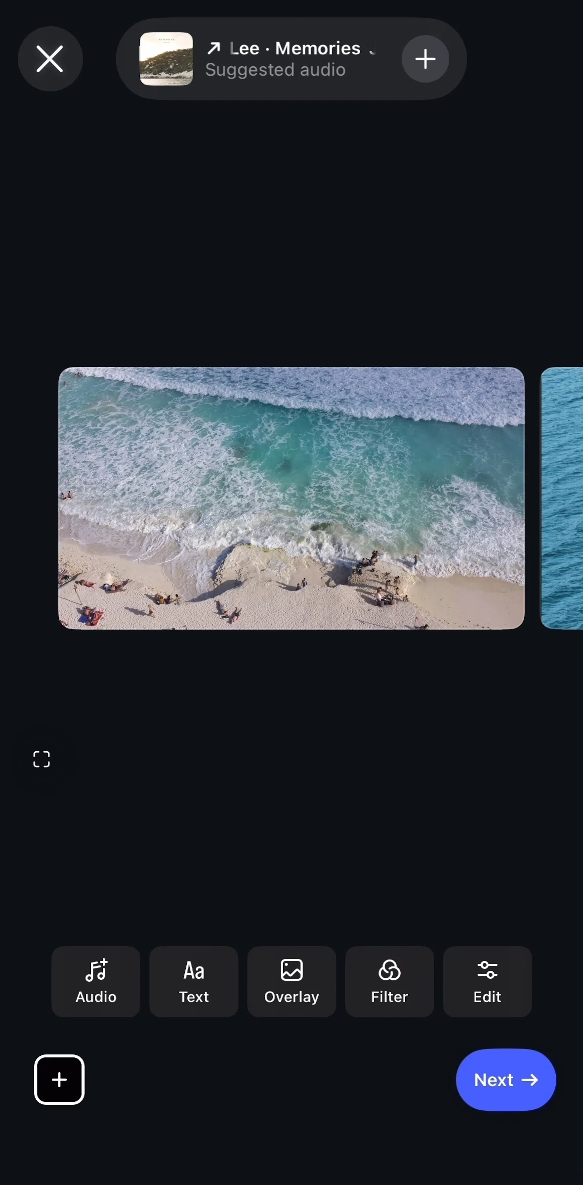 Instagram Screen 1 screen in the Selecting audio flow
