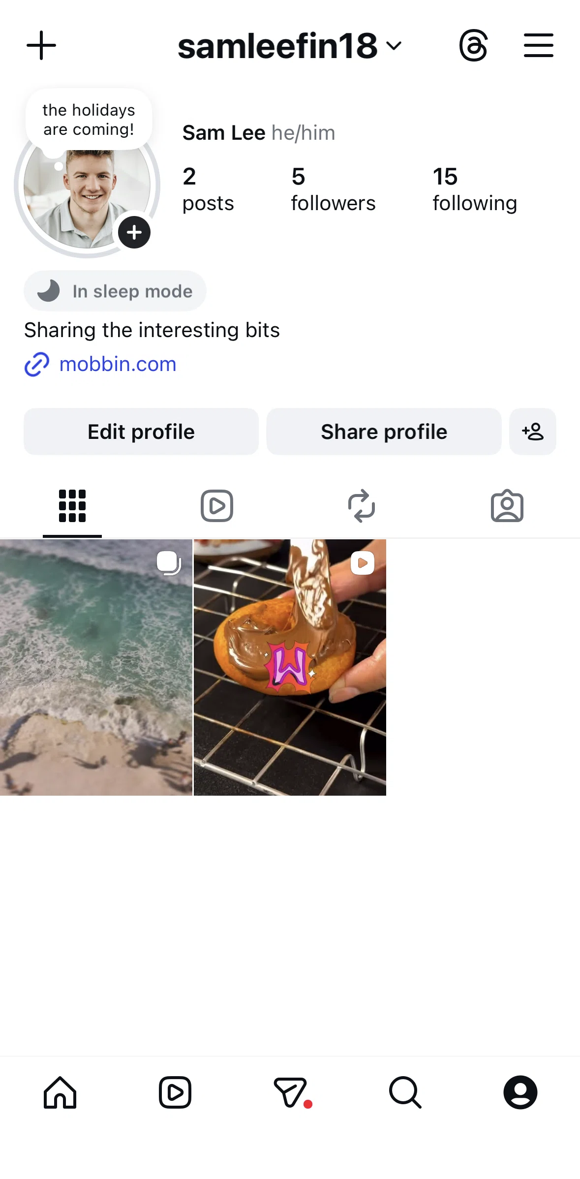 Instagram Screen 1 screen in the Sleep mode info flow