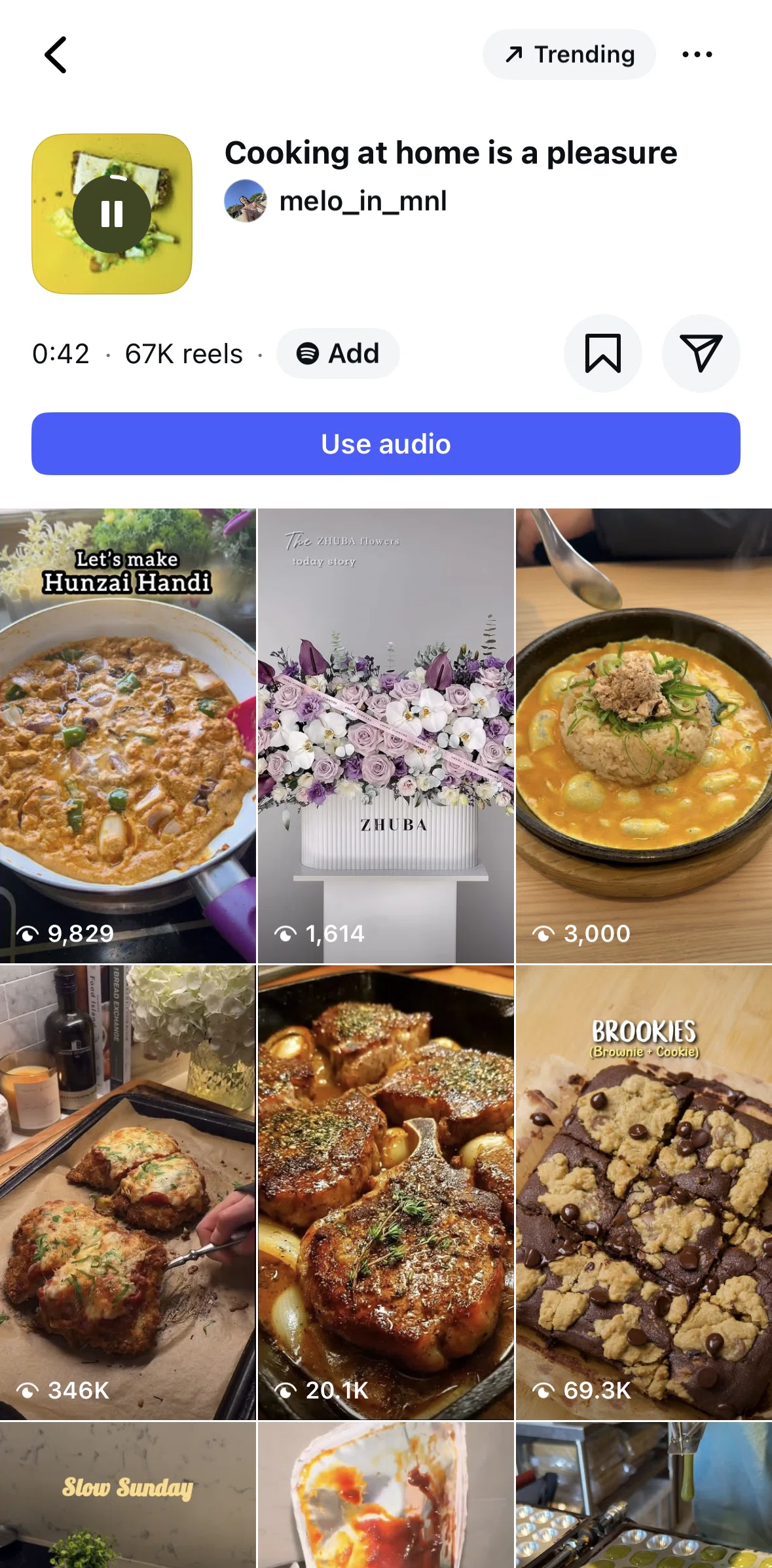 Instagram Screen 1 screen in the Trending audio flow