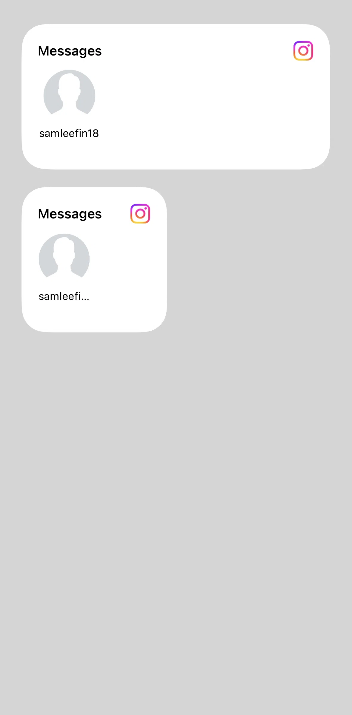Instagram Screen 1 screen in the Widgets flow