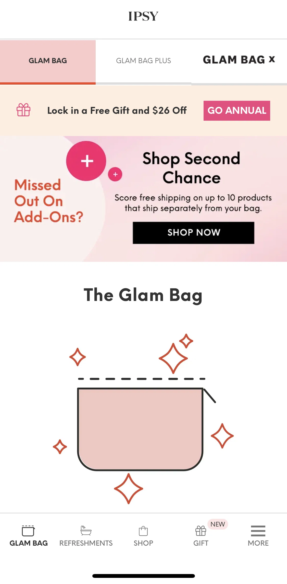 IPSY Screen screen in the Account flow