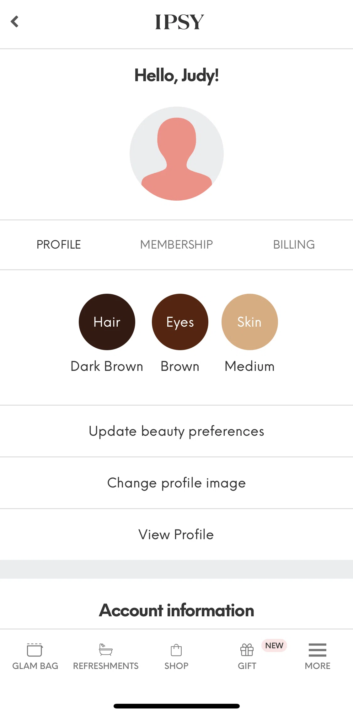 IPSY Screen screen in the Billing flow
