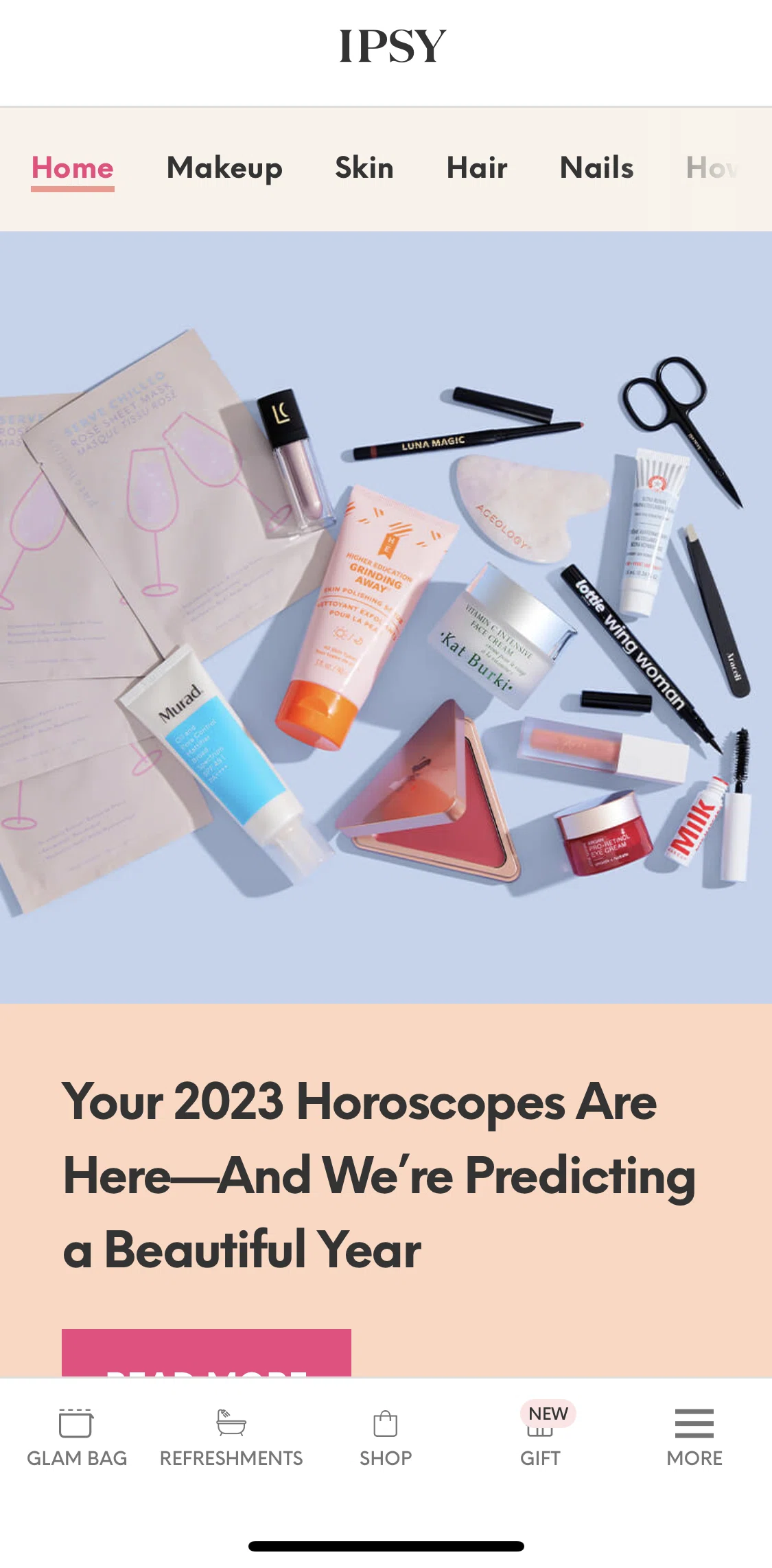 IPSY Screen screen in the Browse articles by categories flow