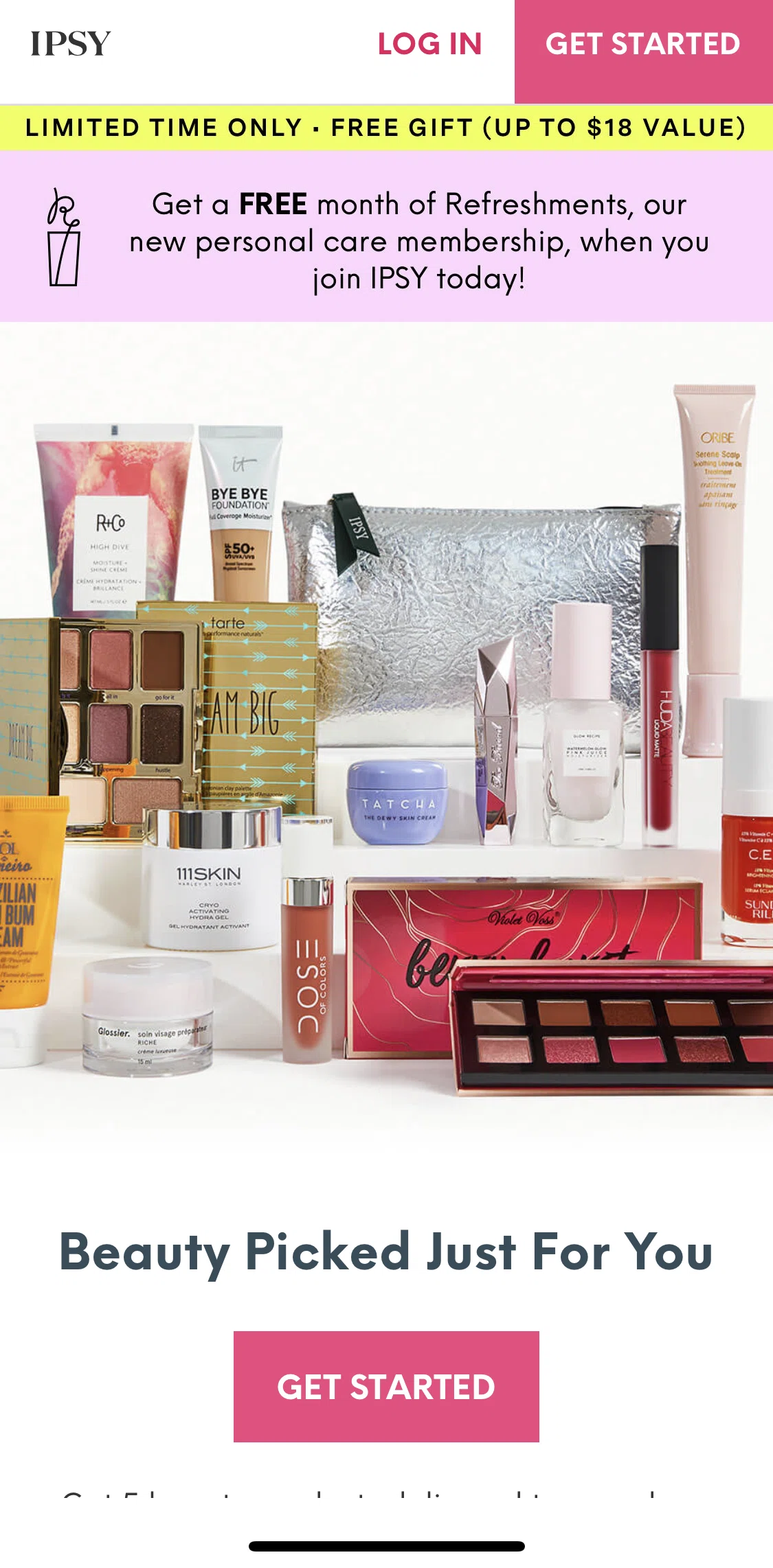 IPSY Screen screen in the Completing The Beauty Quiz flow