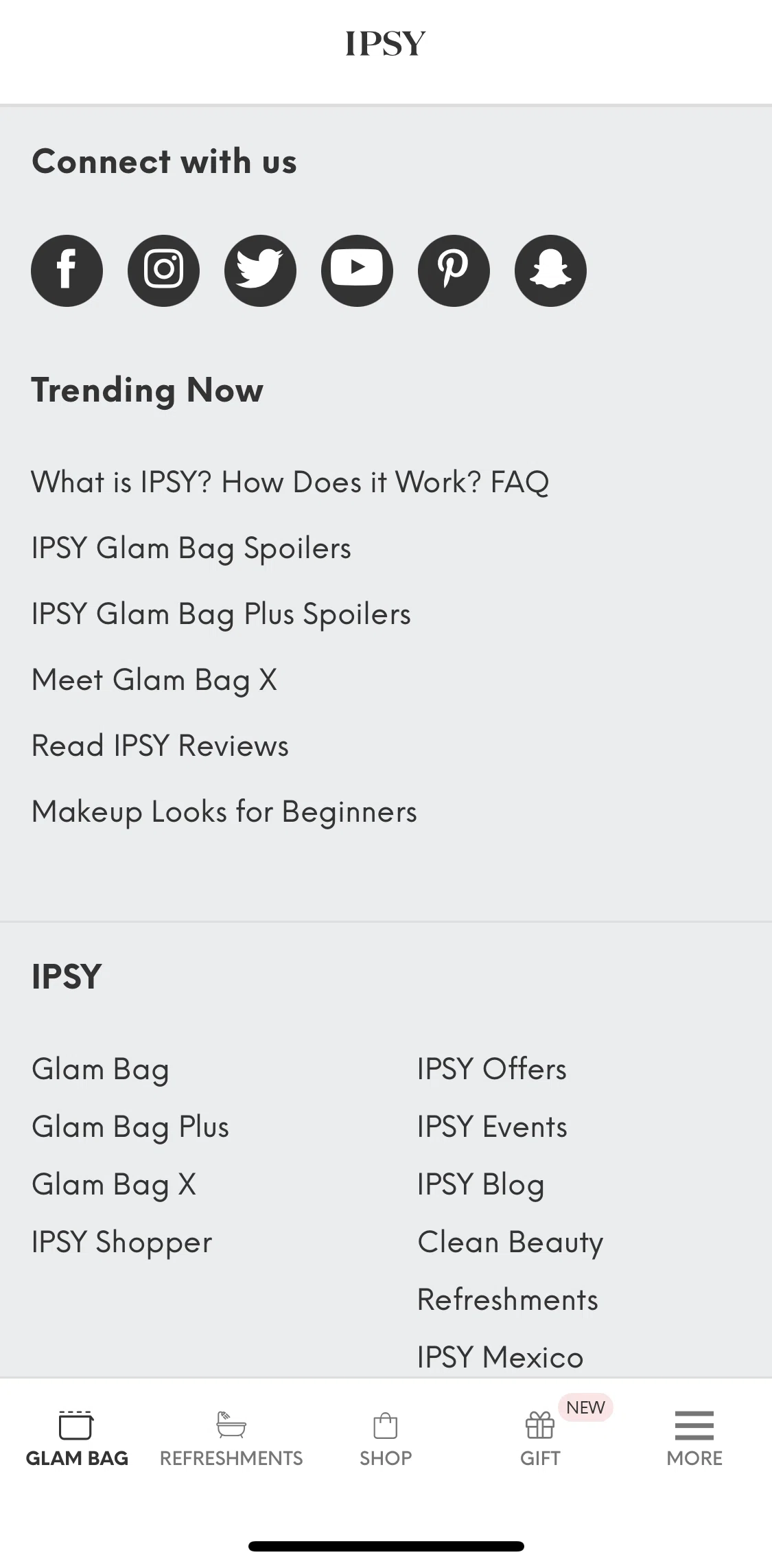 IPSY Screen screen in the IPSY events flow