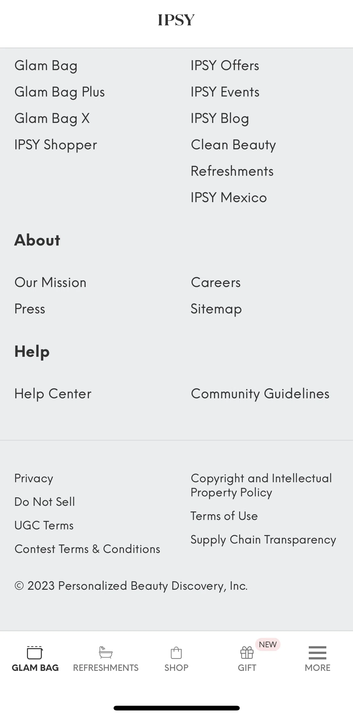 IPSY Screen screen in the Press flow