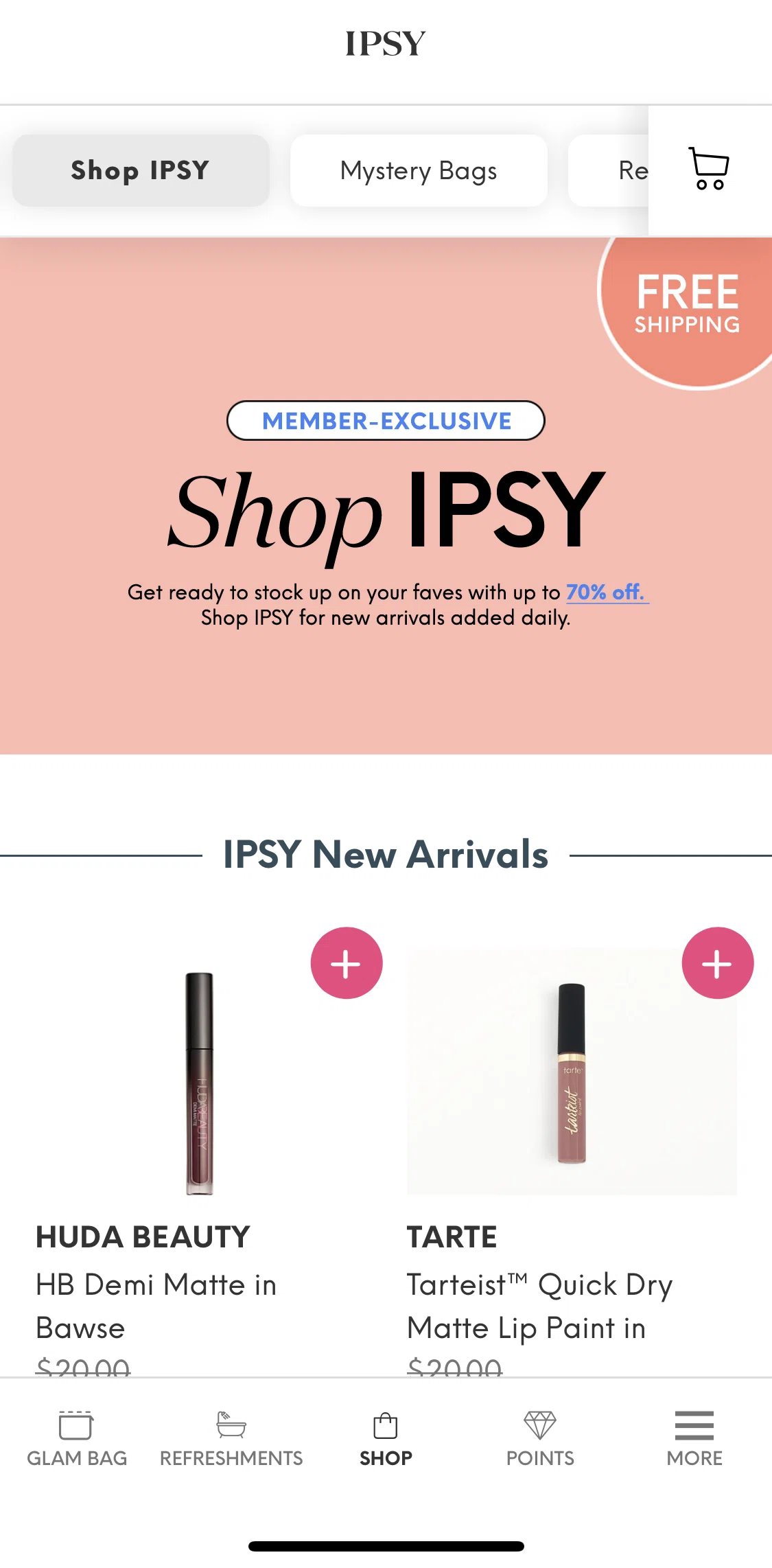 IPSY Screen screen in the Product detail flow