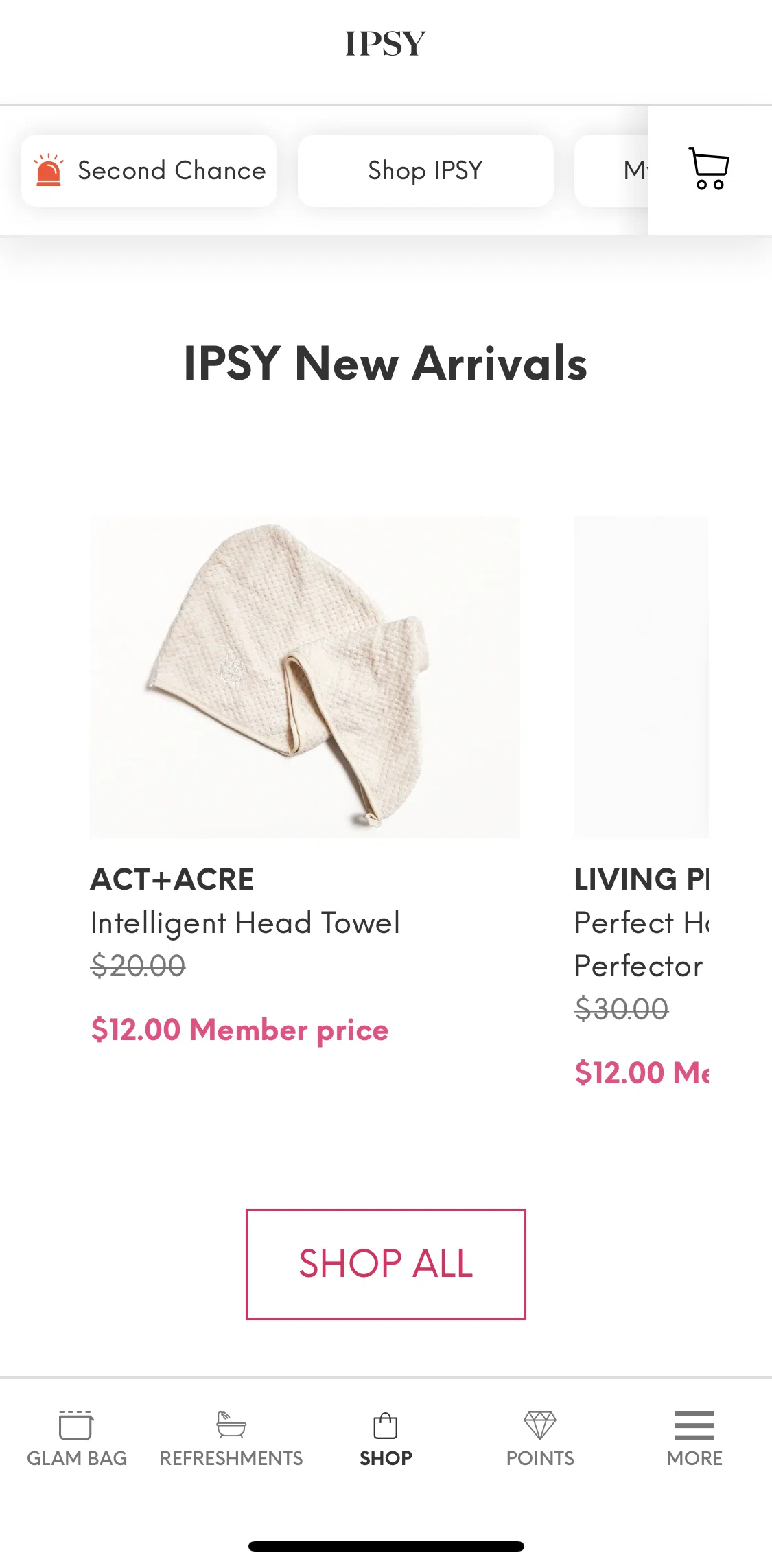 IPSY Screen screen in the Shop all new arrivals flow