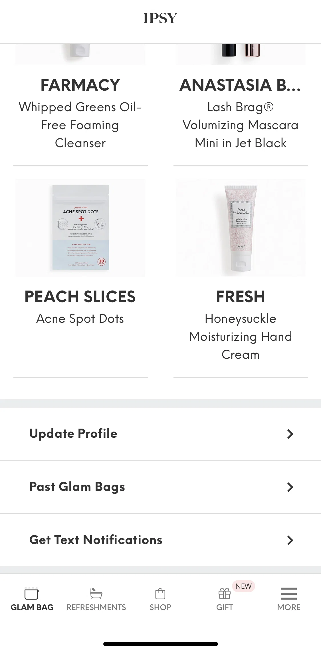 IPSY Screen screen in the Updating profile flow