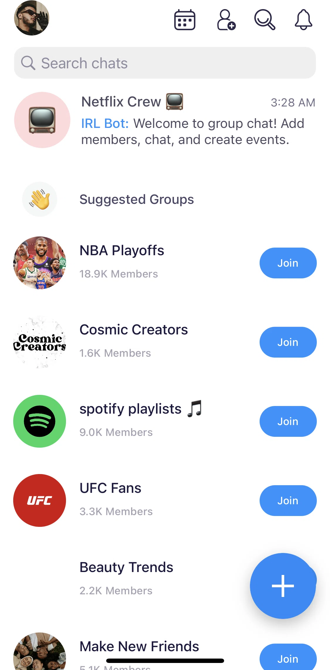 Irl Screen screen in the Notifications flow