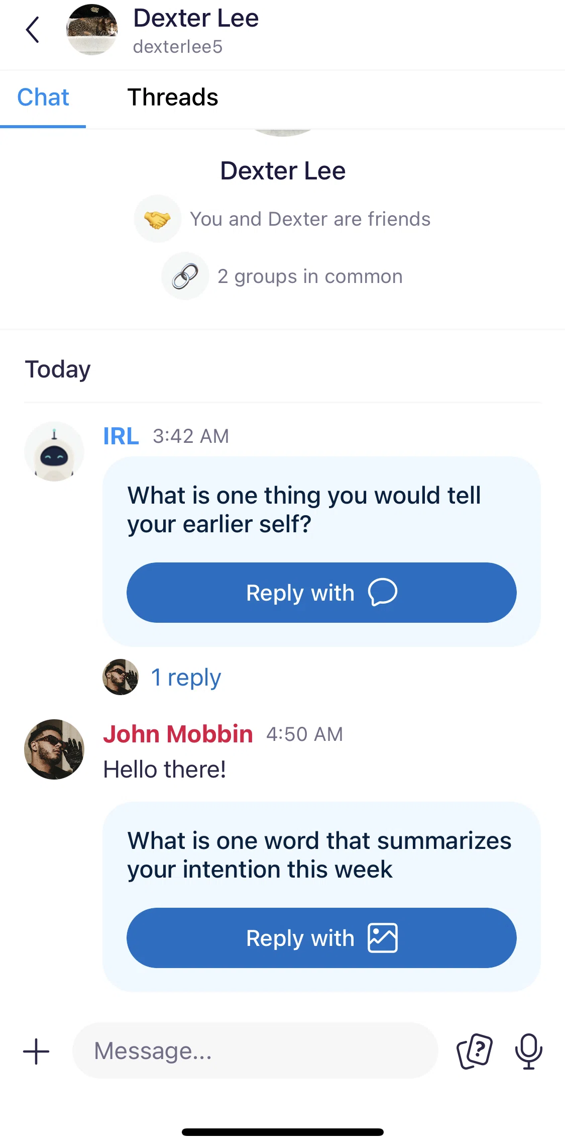 Irl Screen screen in the Sending a photo in conversation flow