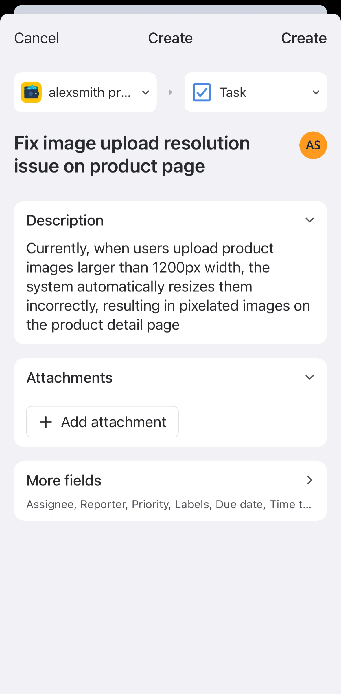 Jira Cloud Screen screen in the Adding an attachment flow