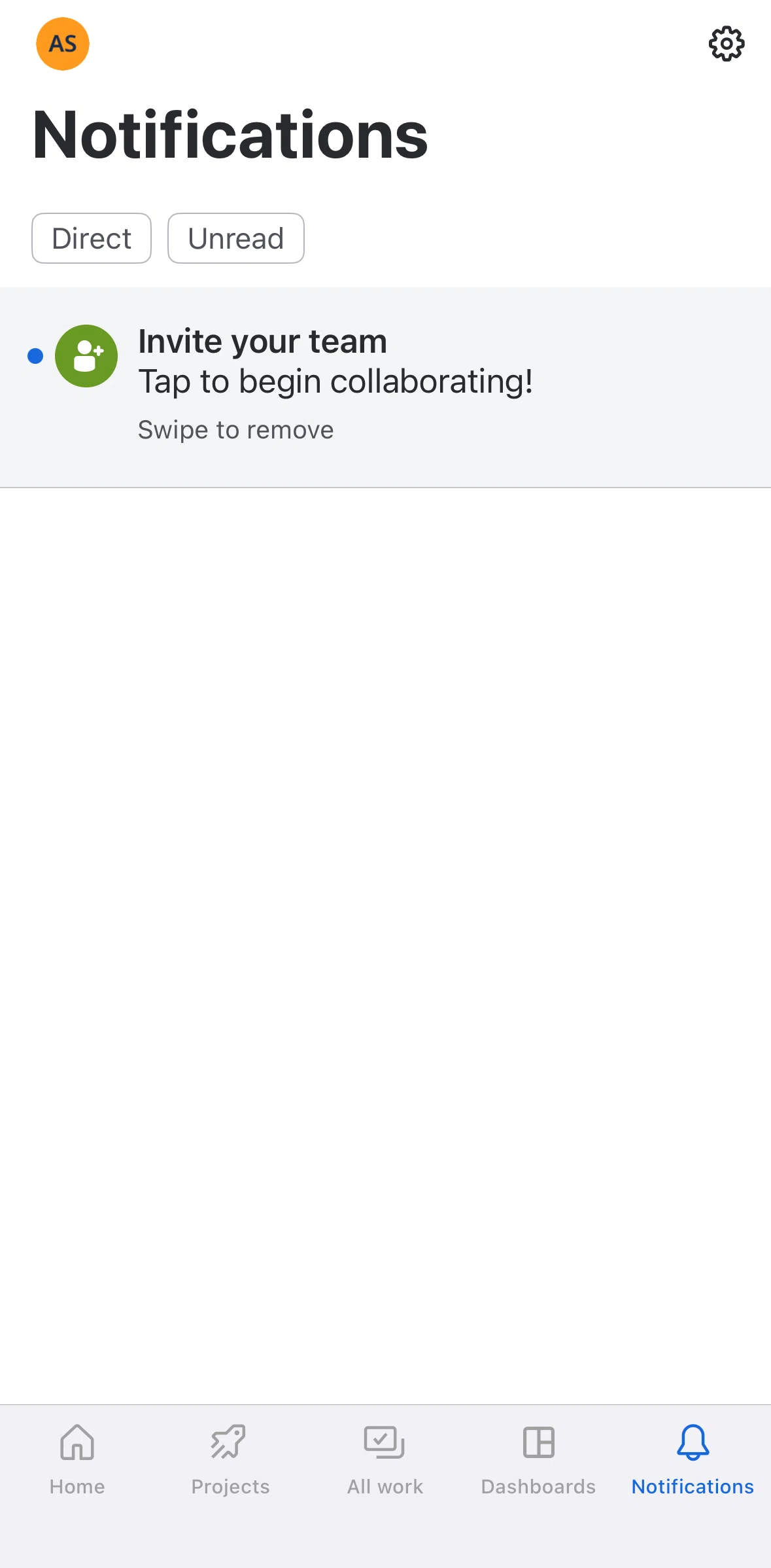 Jira Cloud Screen screen in the Changing notifications setting flow