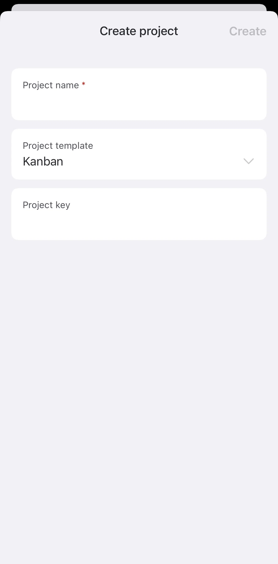Jira Cloud Screen screen in the Creating a project flow
