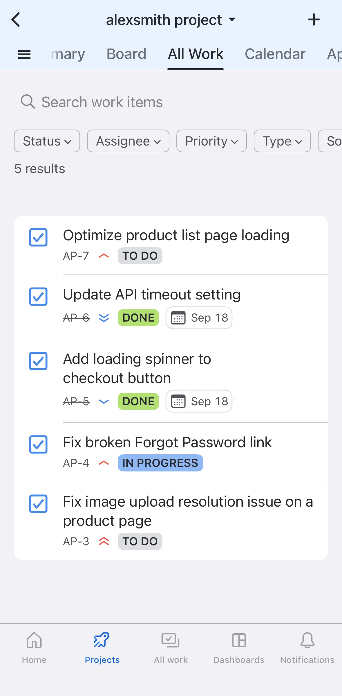 Jira Cloud Screen screen in the Filtering all work flow