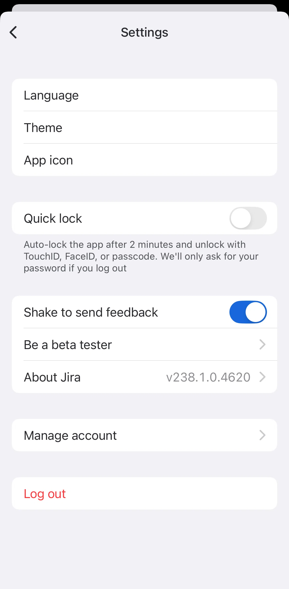 Jira Cloud Screen screen in the Logging out flow