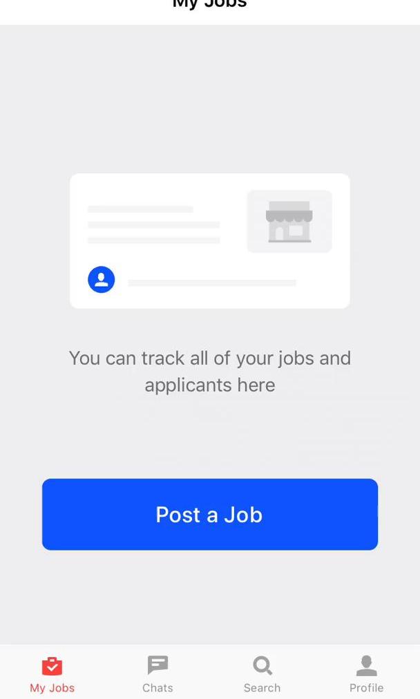 Job Today Home feed screen in the Finding Candidates flow