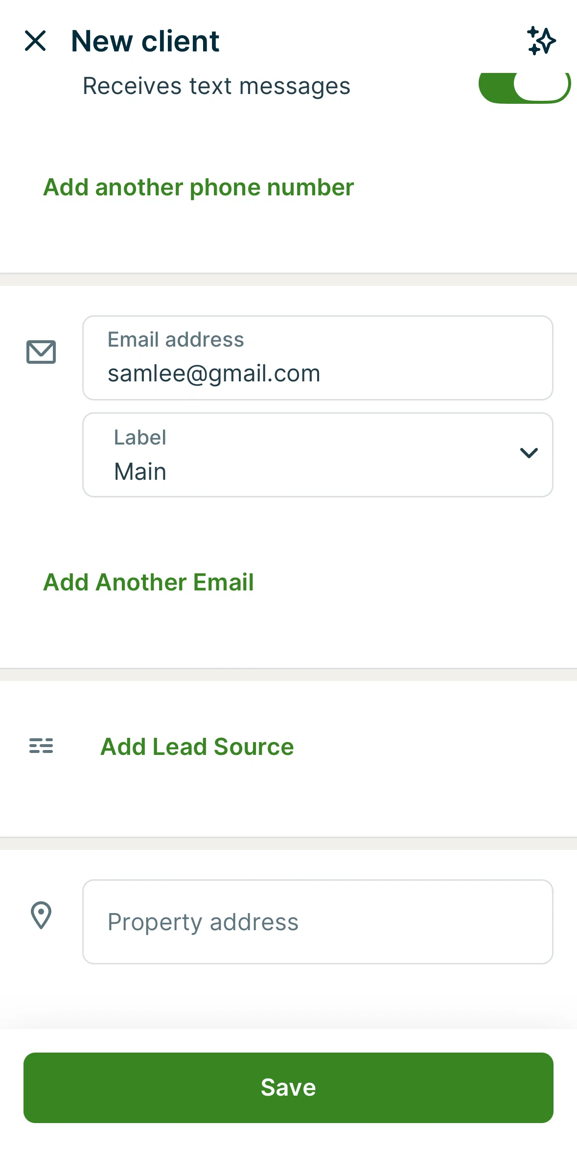 Jobber Screen screen in the Adding a lead source flow