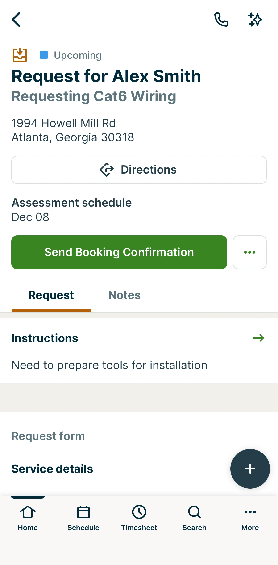 Jobber Screen screen in the Completing an assessment flow