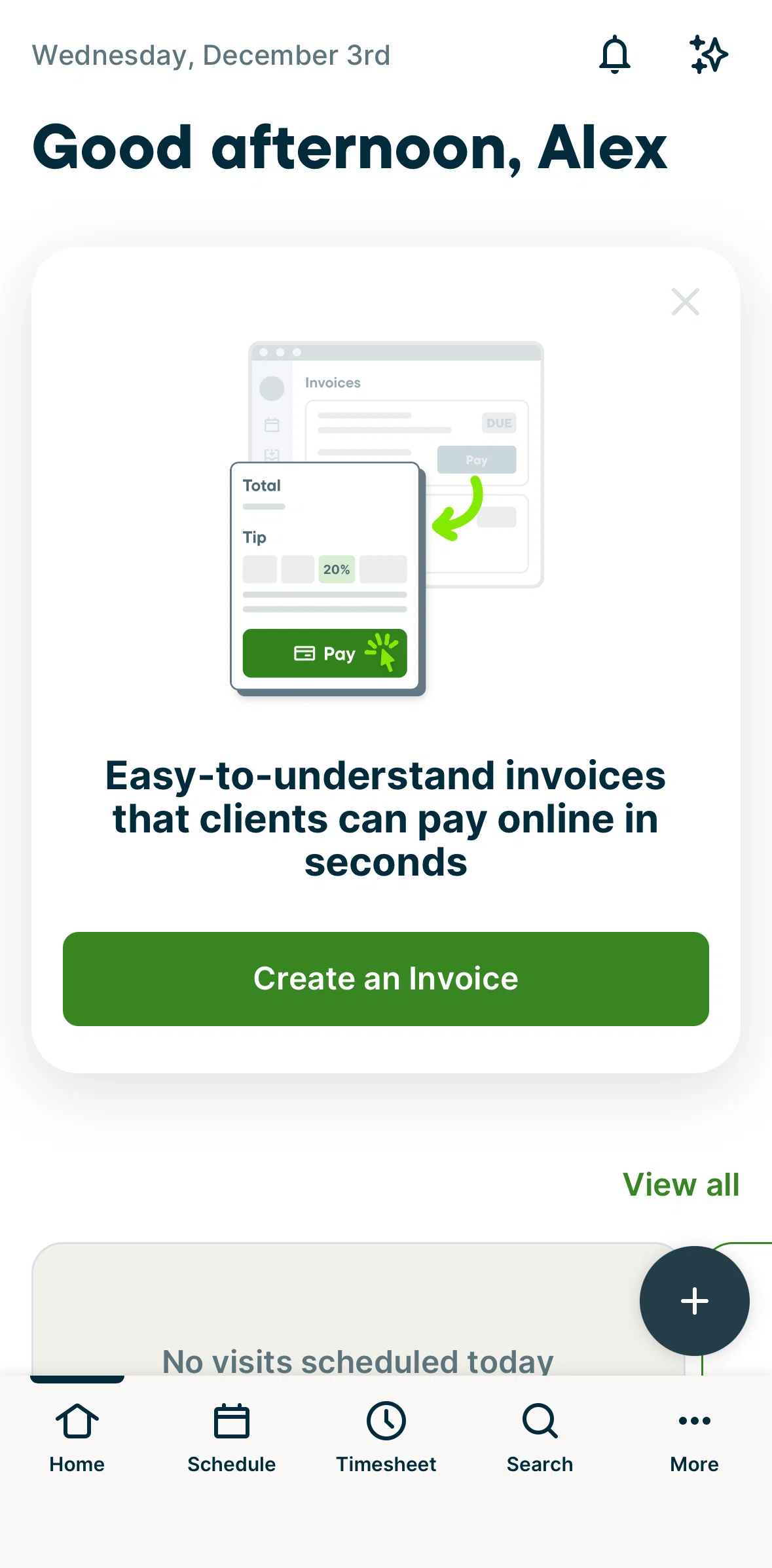 Jobber Screen screen in the Creating a request flow