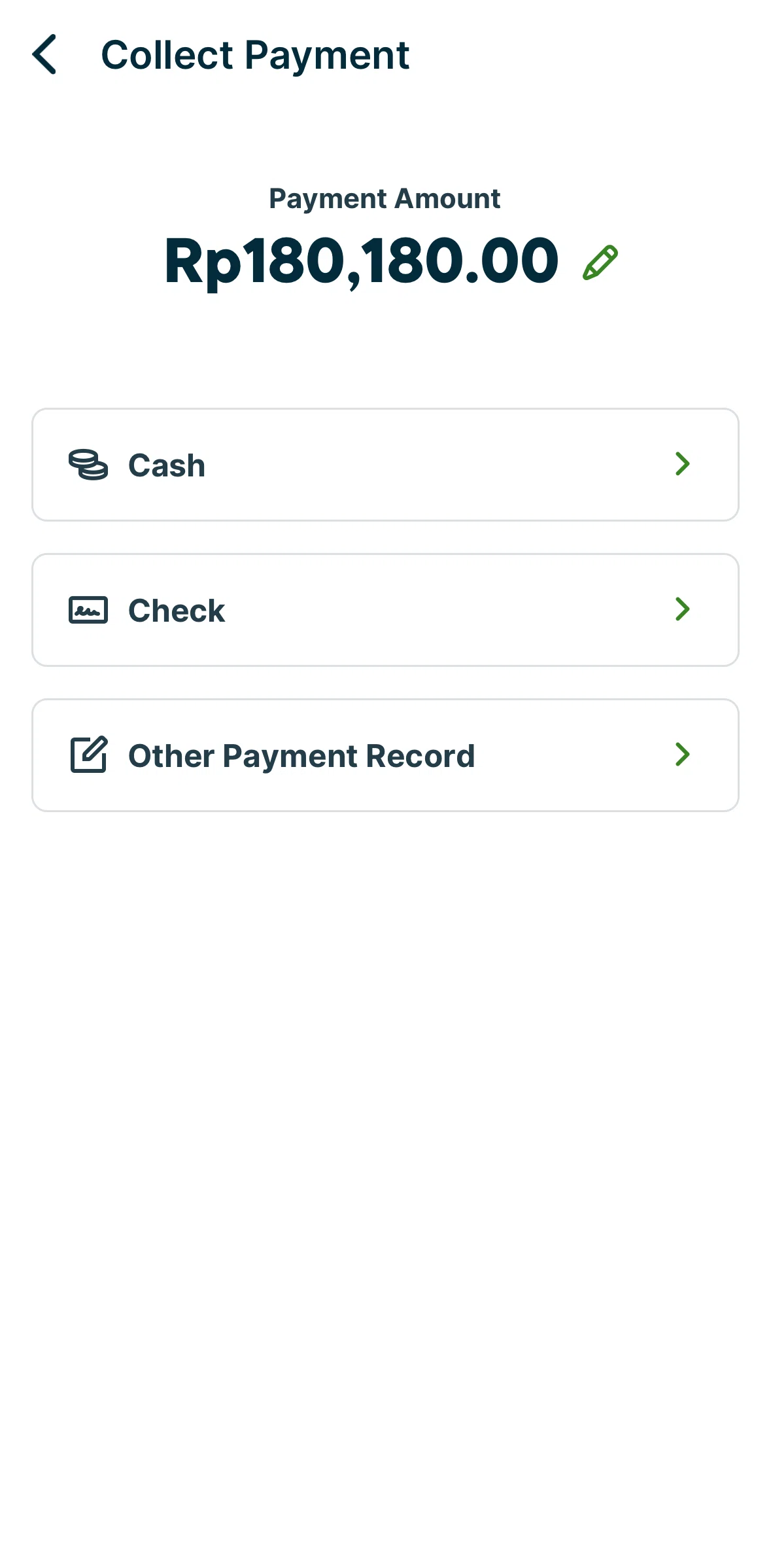 Jobber Screen screen in the Editing a payment amount flow