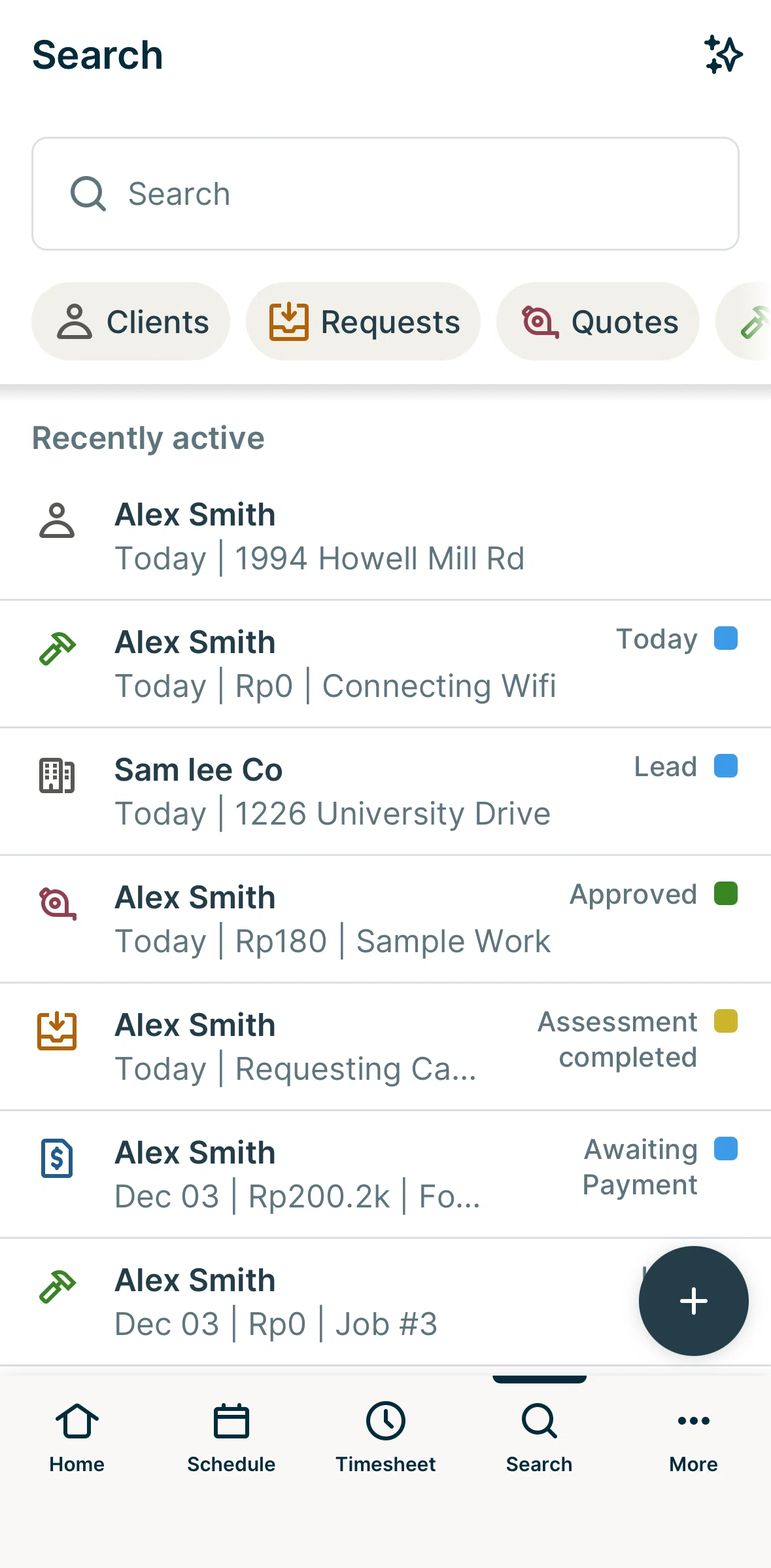 Jobber Screen screen in the Filtering documents flow