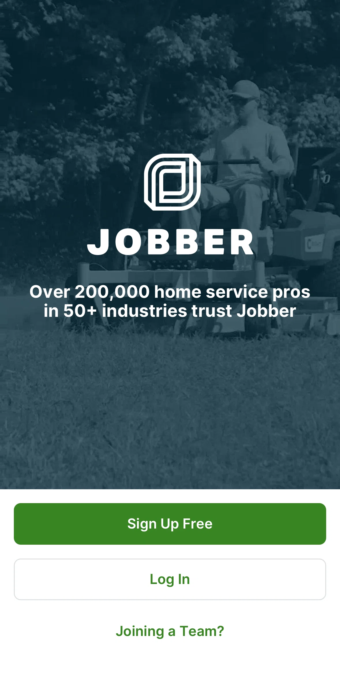 Jobber Screen screen in the Logging in flow