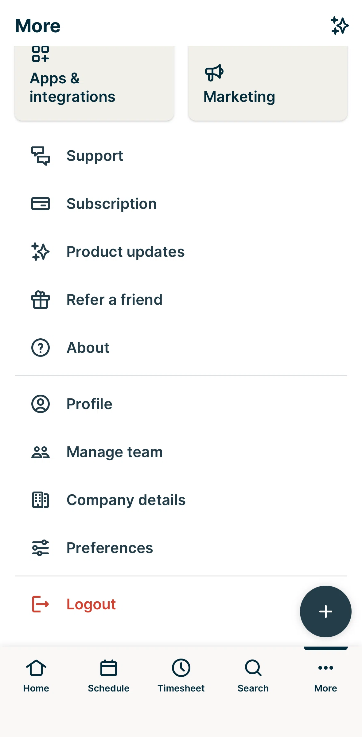 Jobber Screen screen in the Logging out flow