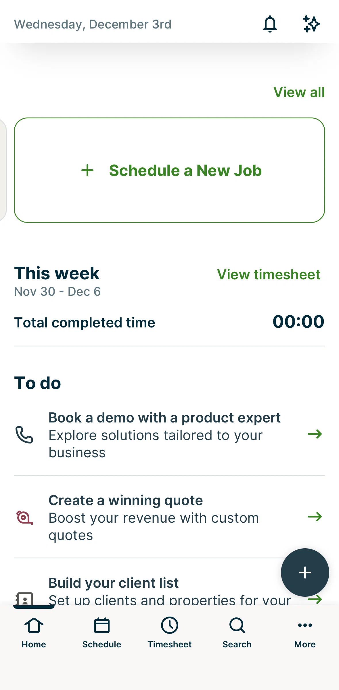 Jobber Screen screen in the Today's appointments flow