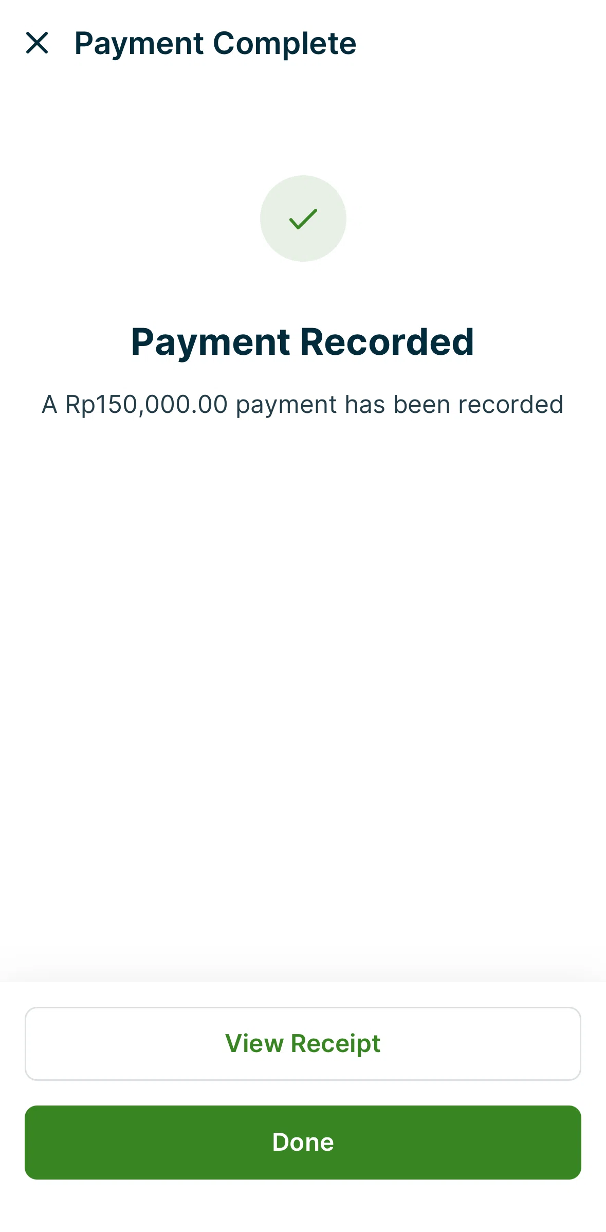 Jobber Screen screen in the View receipt flow