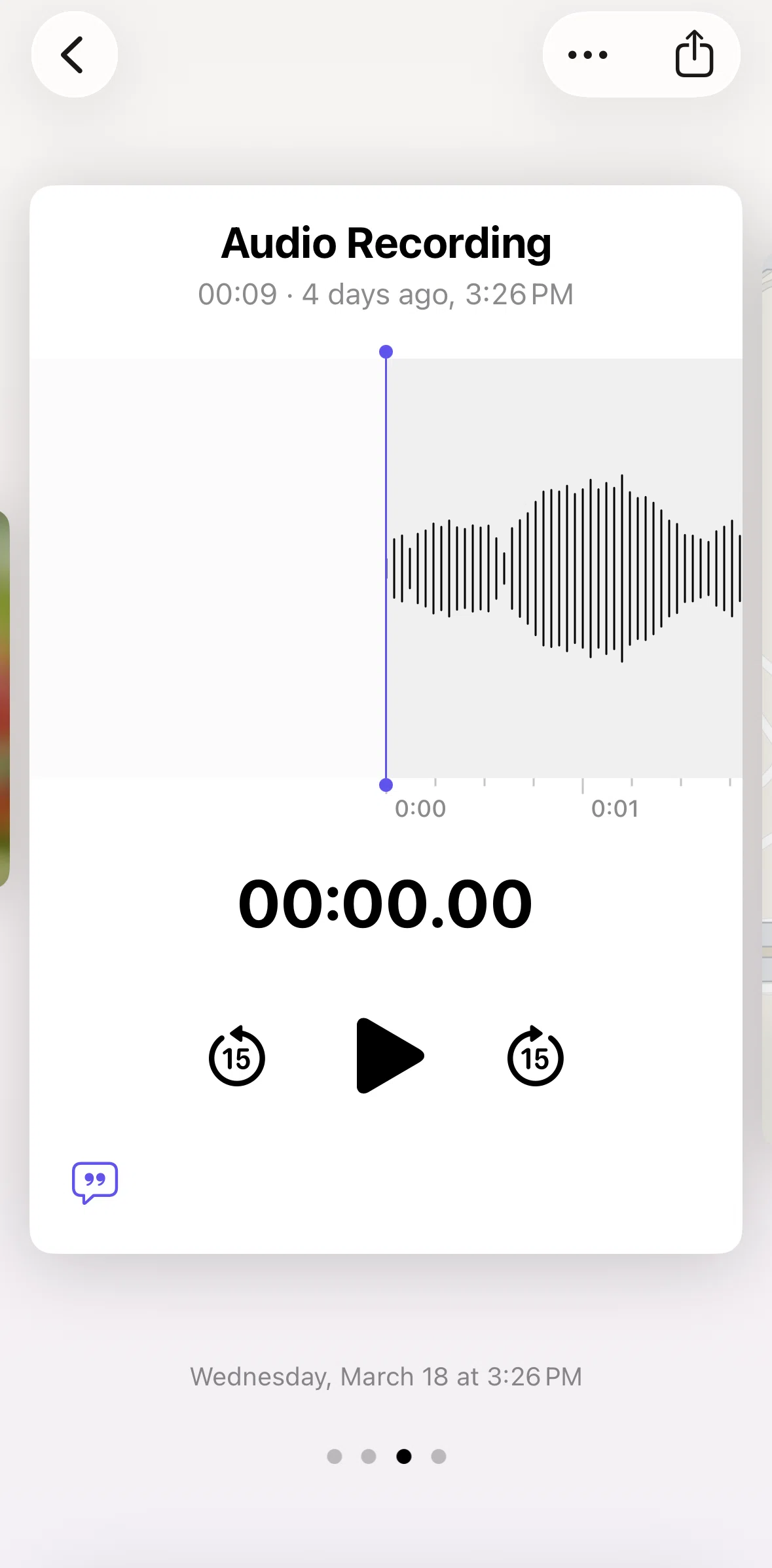 Journal Screen screen in the Playing an audio recording flow