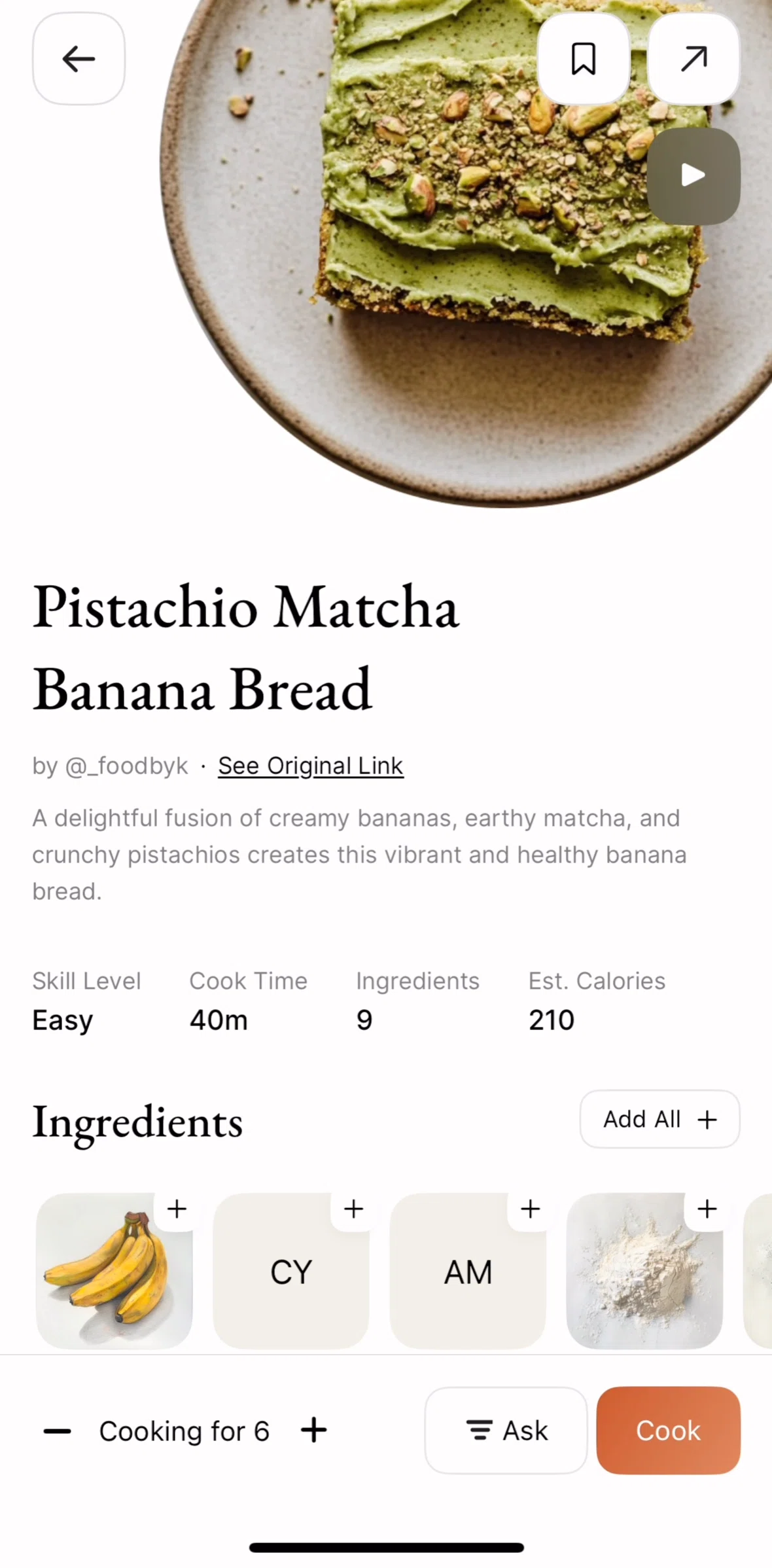 Julienne Screen screen in the Cooking a recipe flow