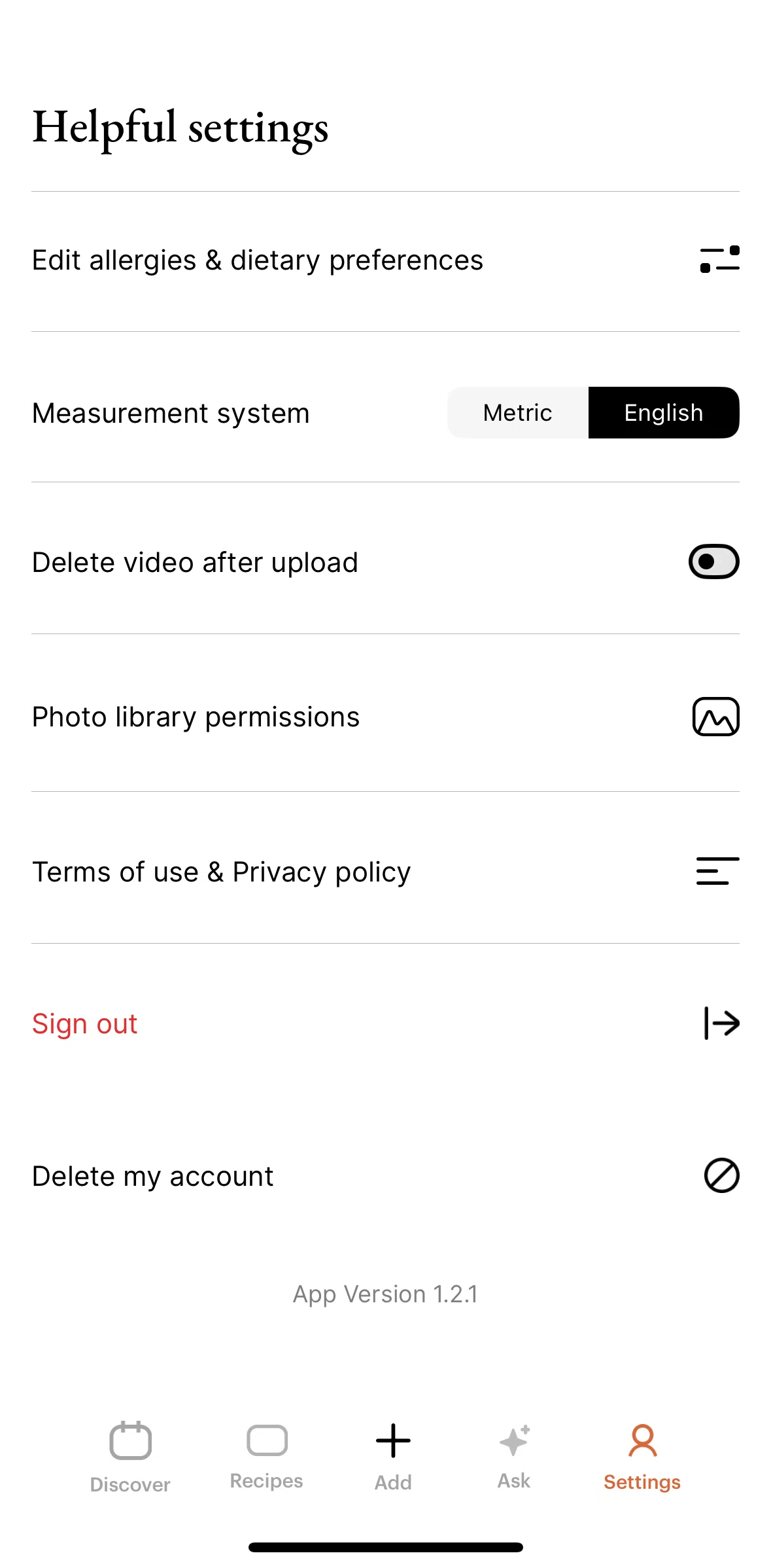 Julienne Screen screen in the Deleting account flow