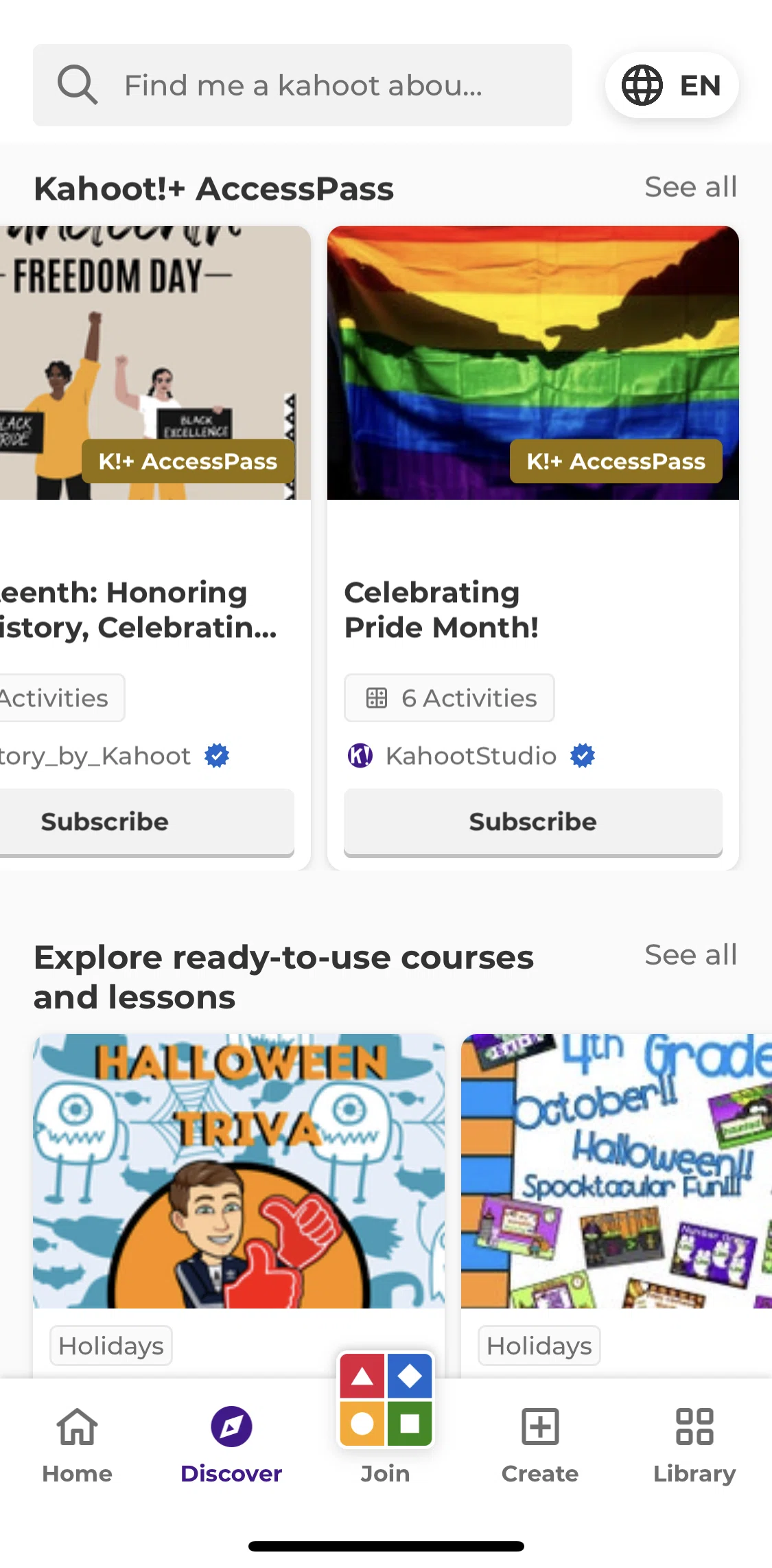 Kahoot Screen screen in the Collection detail flow