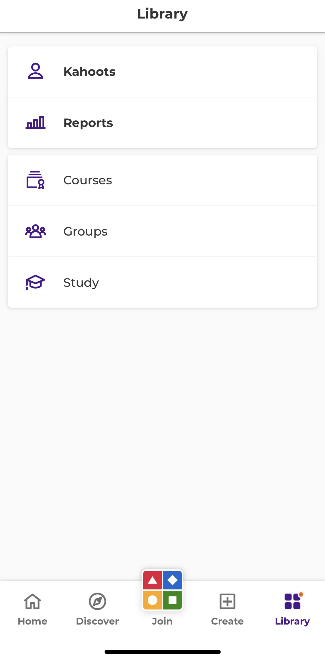 Kahoot Screen screen in the Groups flow