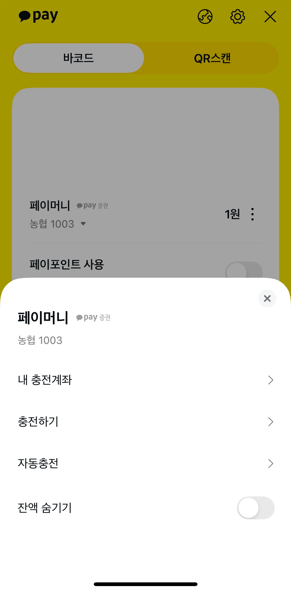 Kakao Pay Screen screen in the Changing payment amount flow