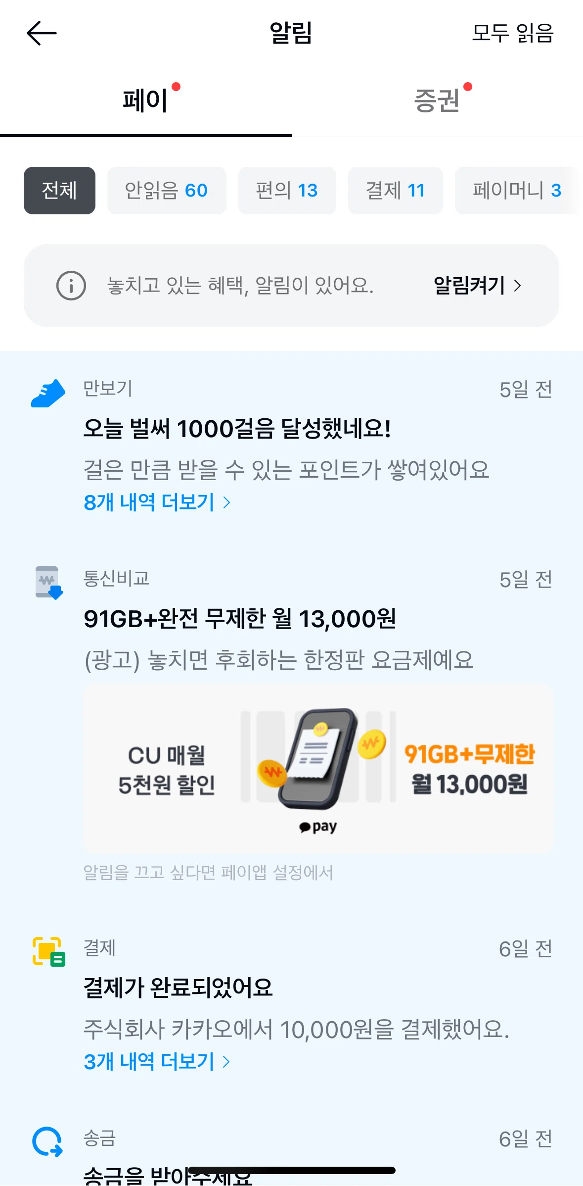 Kakao Pay Screen screen in the Notification detail flow