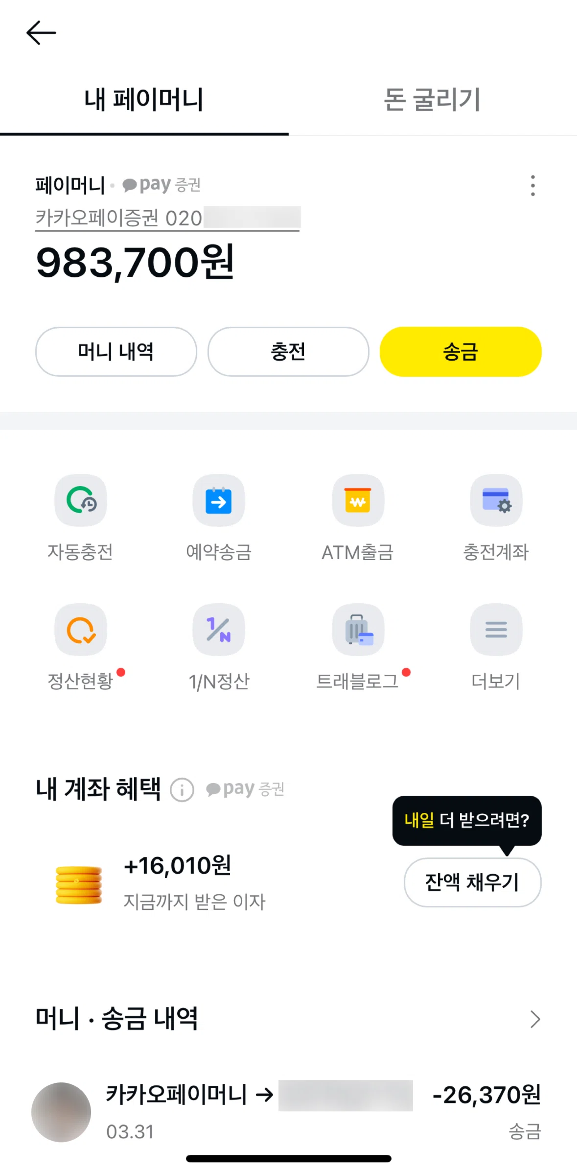 Kakao Pay Screen screen in the Payment history flow
