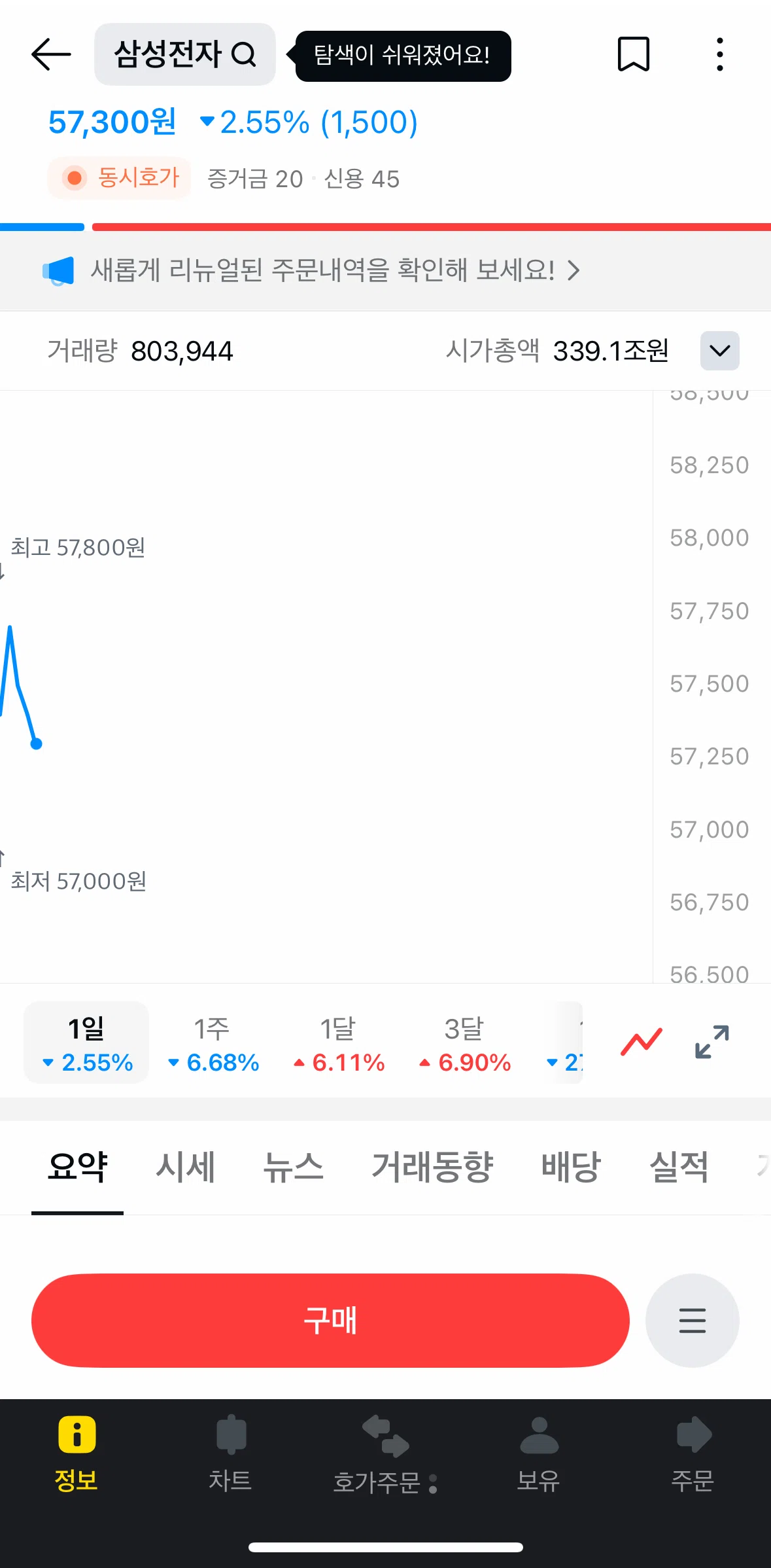 Kakao Pay Screen screen in the Searching a stock flow