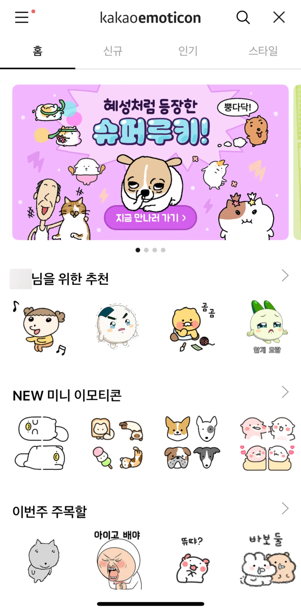 KakaoTalk Screen screen in the Kakao Emoticon settings flow