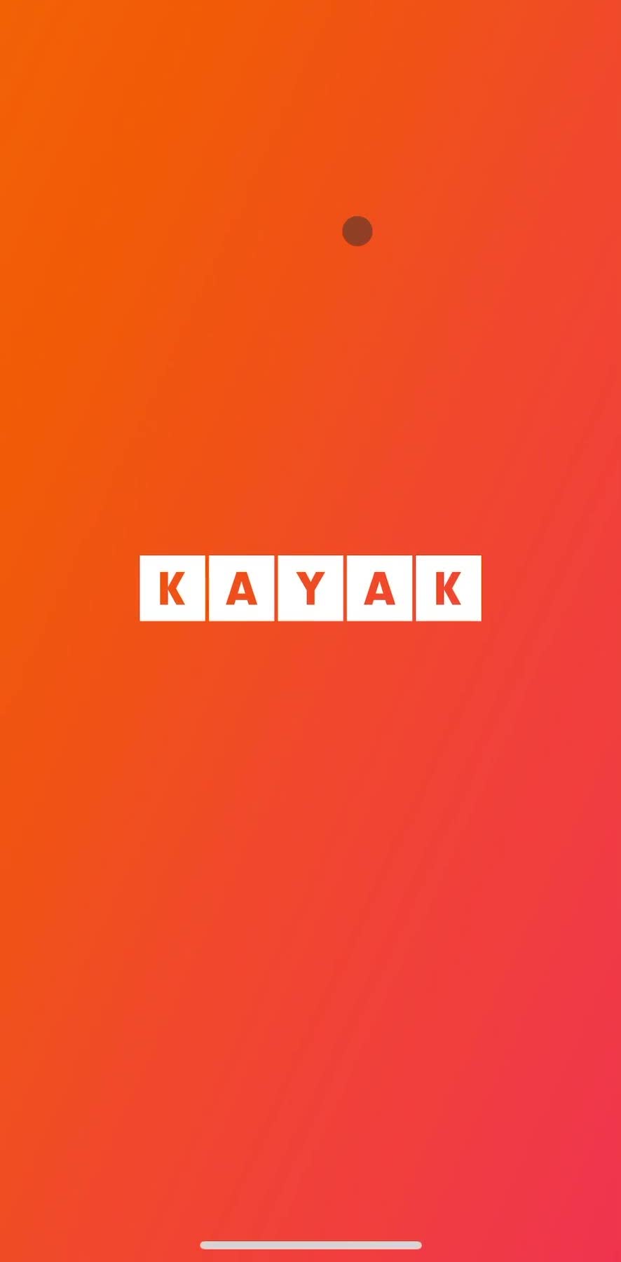 Kayak Splash screen screen in the Onboarding flow