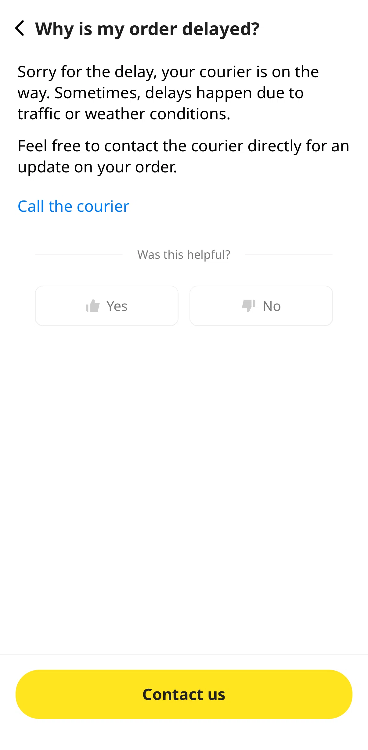 Keeta Screen screen in the Chat with customer support flow