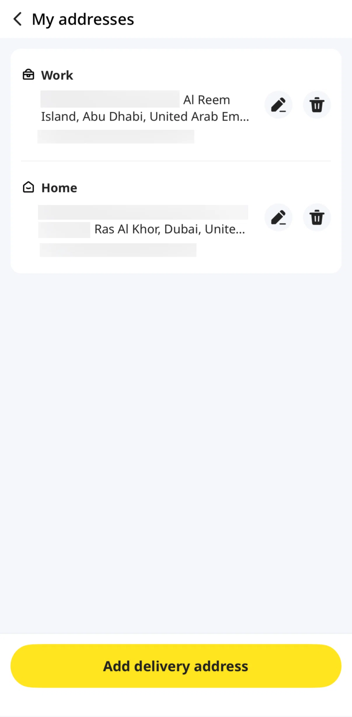 Keeta Screen screen in the Deleting an address flow