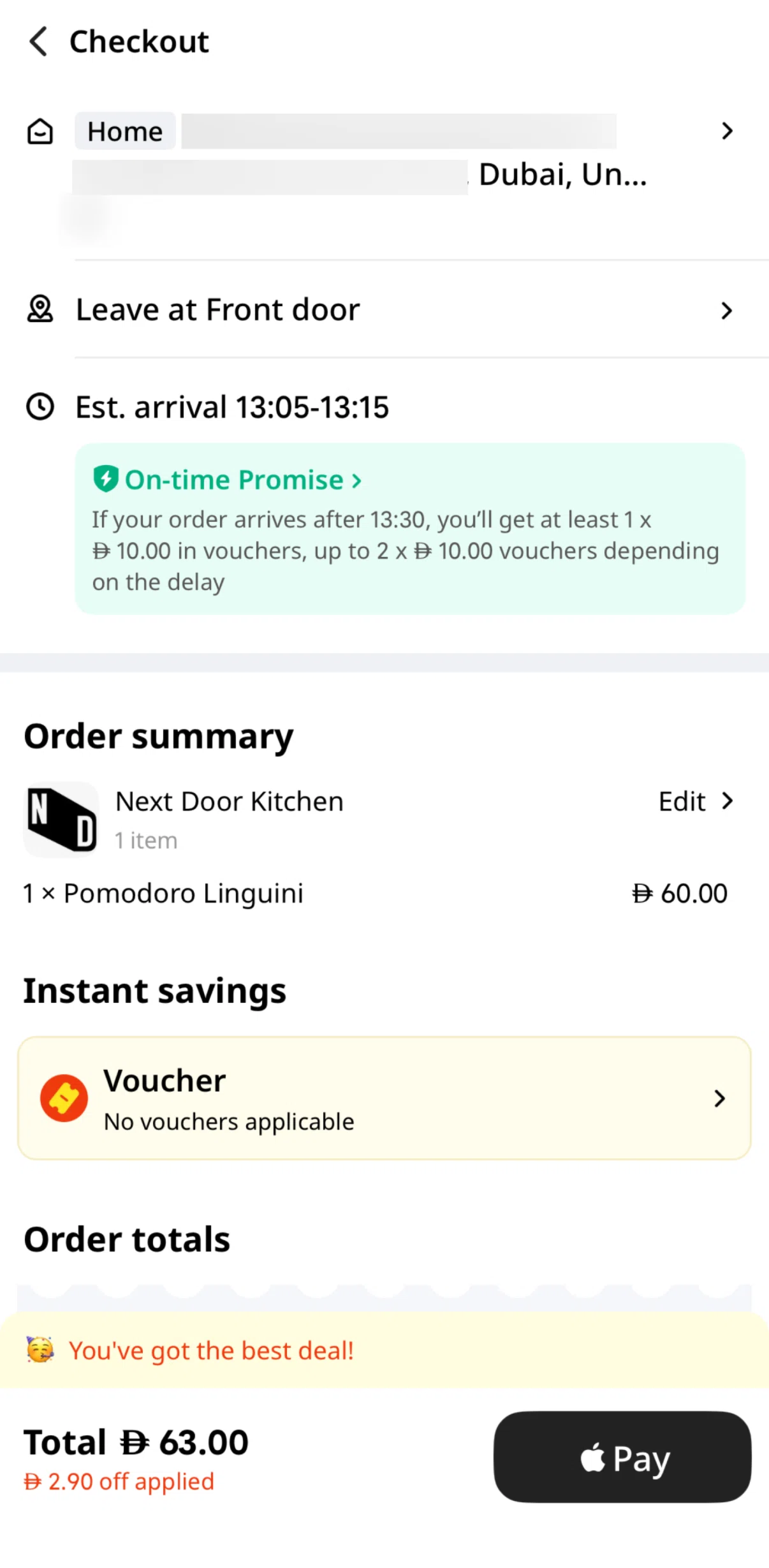 Keeta Screen screen in the On-time Promise flow
