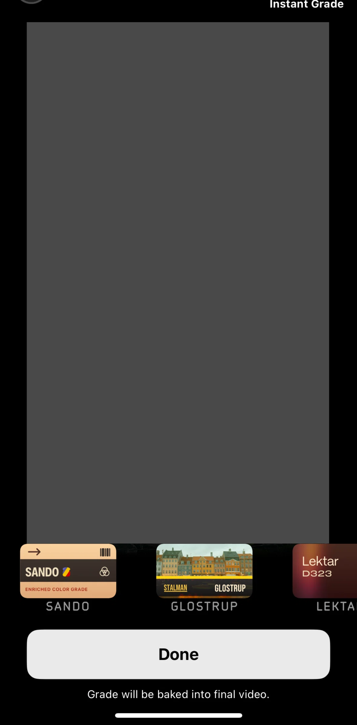 Kino Screen screen in the Disabling instant grade flow