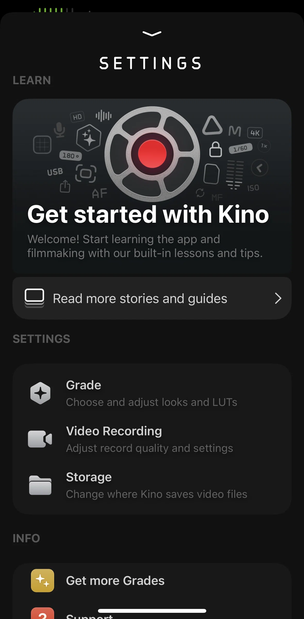 Kino Screen screen in the Grade flow