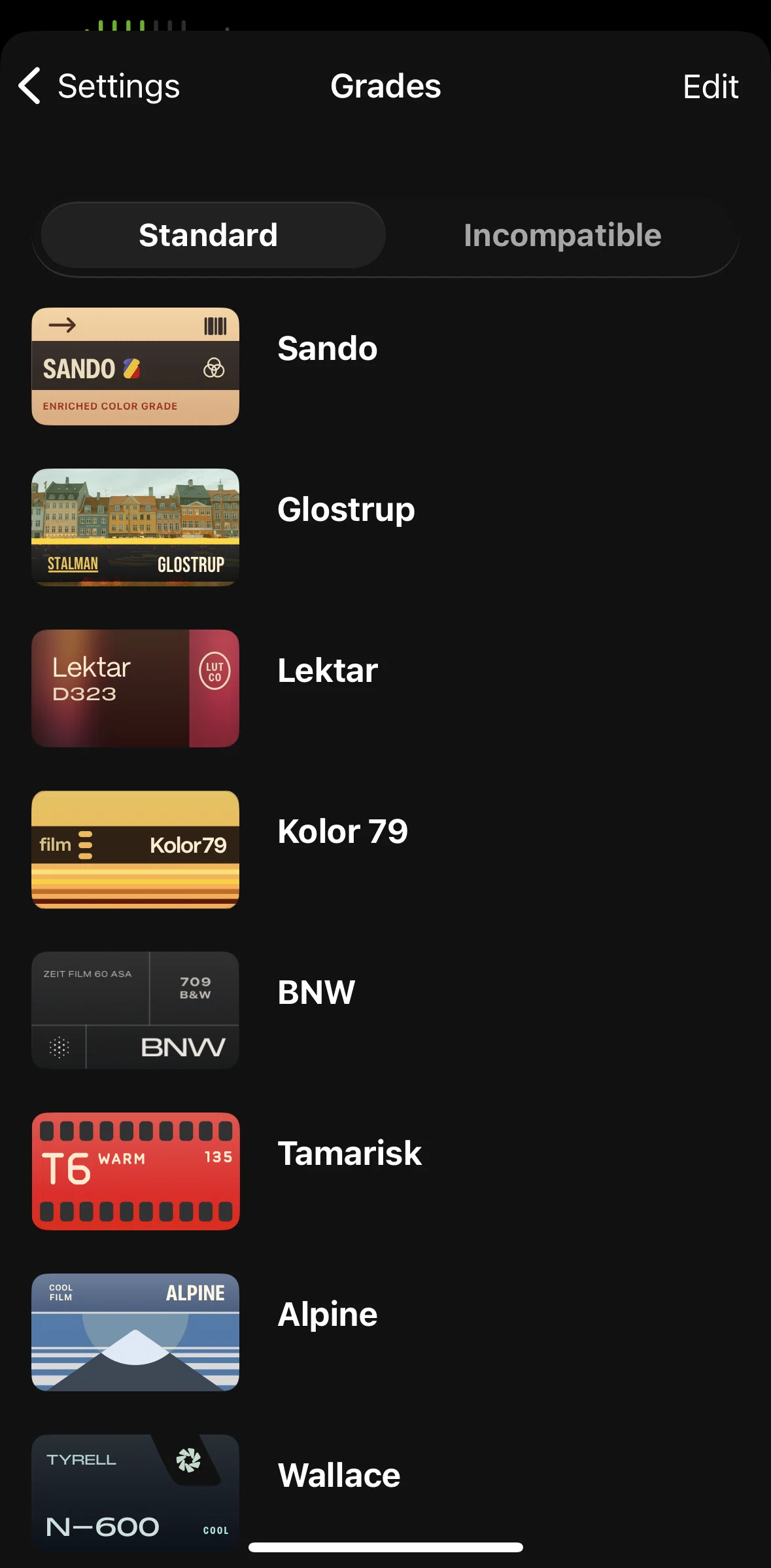 Kino Screen screen in the Reordering grades flow