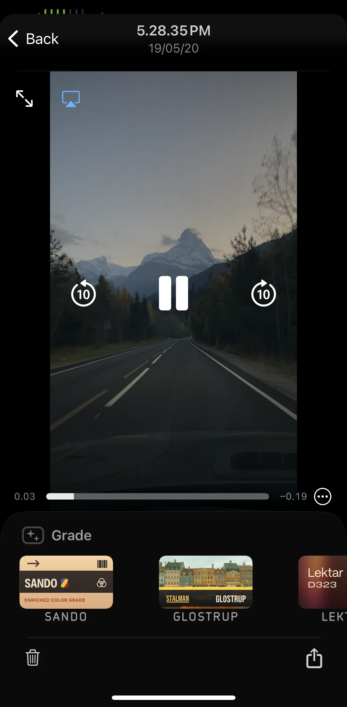 Kino Screen screen in the Share a video flow